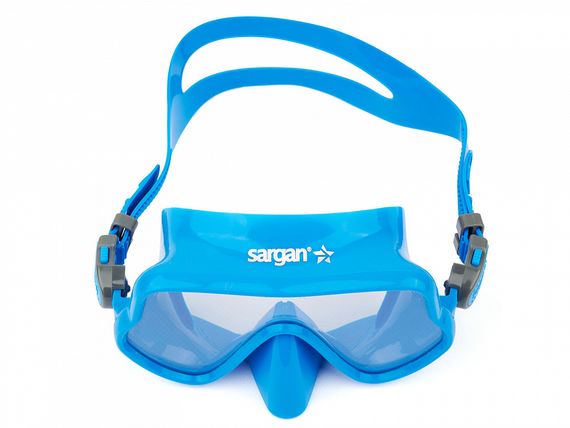 Набор маска+трубка в сумке Sargan Баттерфляй-М прозрачный/голубой