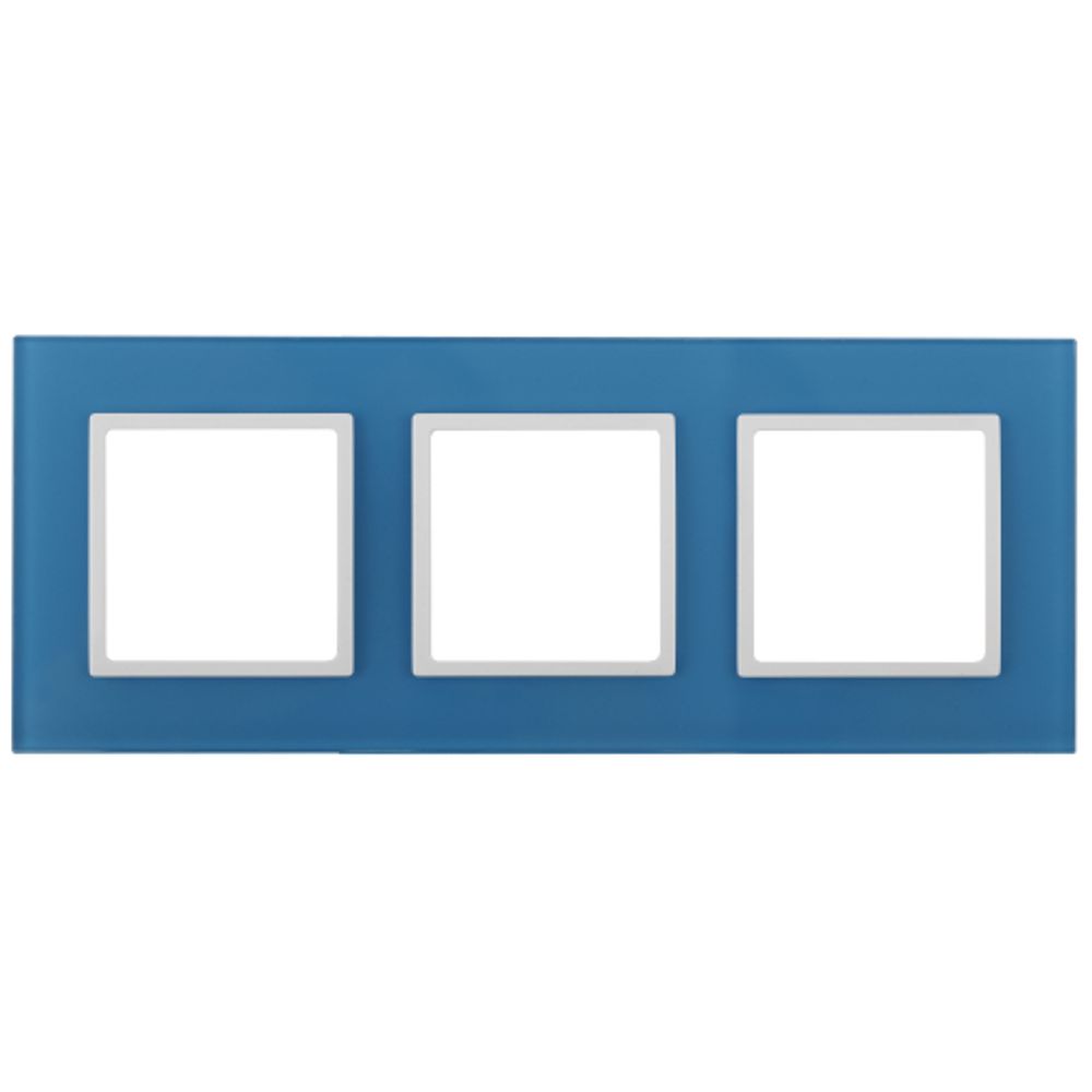 14-5103-28 ЭРА Рамка на 3 поста, стекло, Эра Elegance, голубой+бел