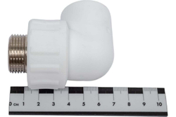 Колено комбинированный PPR нар. р. 25х3/4, белый, РТП (10802)