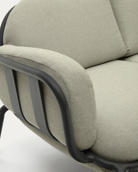 Уличный 2-местный диван Joncols с бежевой обивкой и серым алюминием 164 см