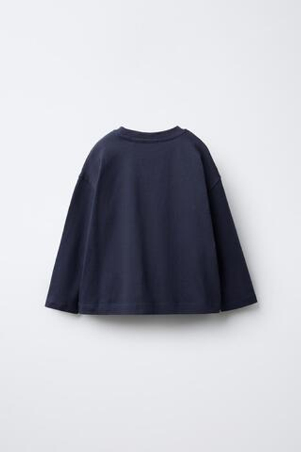 ZARA ЛОНГСЛИВ С ВЫШИВКОЙ, МОРСКОЙ СИНИЙ