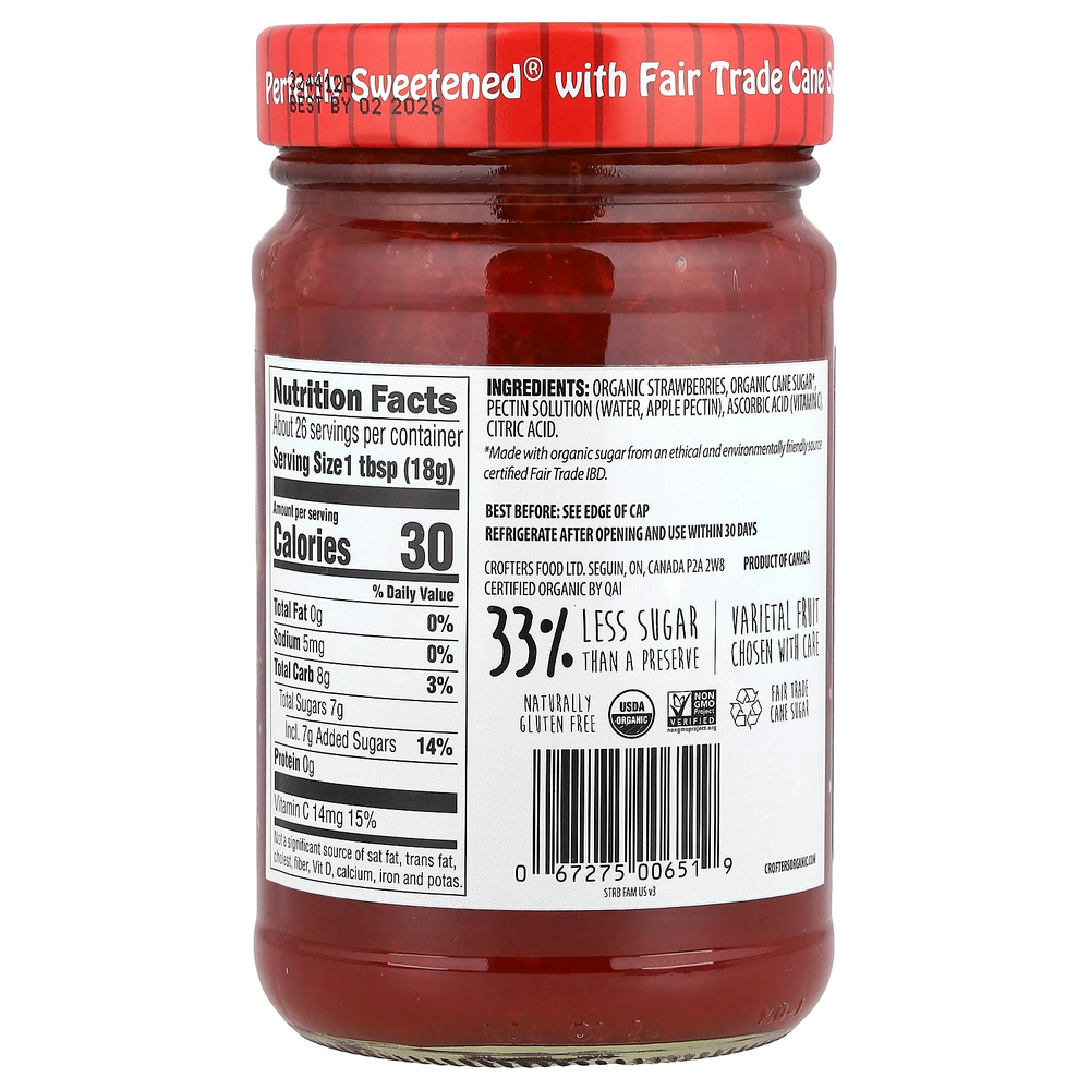 Crofter's Organic, Органический спред премиального качества, клубника, 468 г (16,5 унции)