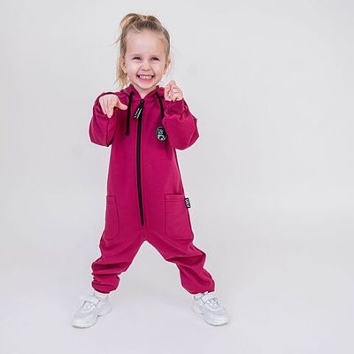 Lightweight hooded jumpsuit - Lingonberry