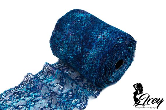 03-198 ОПТ Кружево эластичное 18 см, морской бриз, синий/голубой