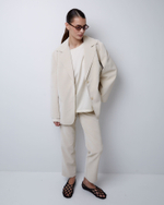 Жакет свободного кроя из искусственной замши молочный