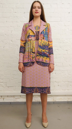 Комплект (платье и жакет) "Гранд-канал", по мотивам живописи Поля Синьяка ("Вход в Гранд-канал"