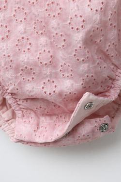 ZARA КОМБИНЕЗОН С АЖУРНОЙ ВЫШИВКОЙ, РОЗОВЫЙ