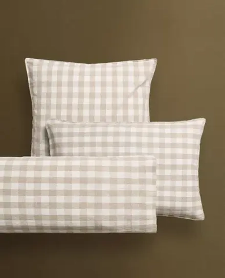 ZARA HOME НАВОЛОЧКА В КЛЕТКУ, СВЕТЛО-БЕЖЕВЫЙ