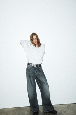 ZARA ДЖИНСЫ TRF EXTRA WIDE LEG С ВЫСОКОЙ ПОСАДКОЙ, МОРСКОЙ СИНИЙ