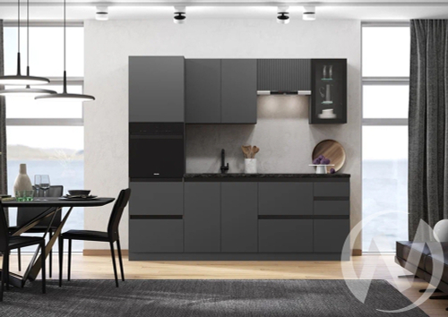 Кухня Техно-6 2;4м (графит/графит софт/кастилло темный)