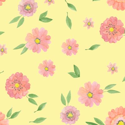 Розовые цветы (маргаритки) на желтом фоне