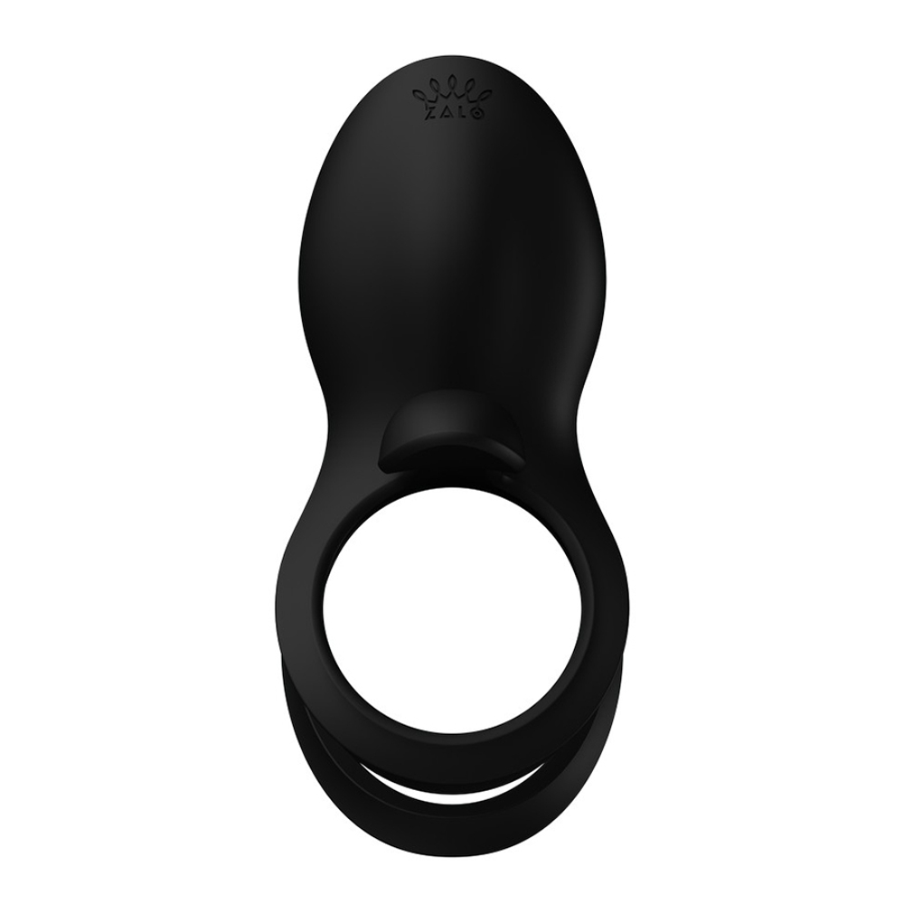 Черное эрекционное виброкольцо для пар с пультом ДУ + управление через приложение Zalo Bayek Vibrating Couples Ring Obsidian Black
