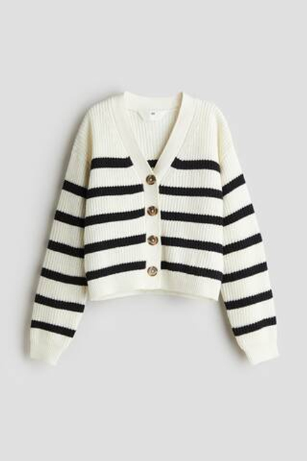H&M Кардиган в рубчик, белый
