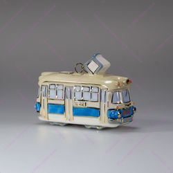 Фарфоровая ёлочная игрушка Трамвай