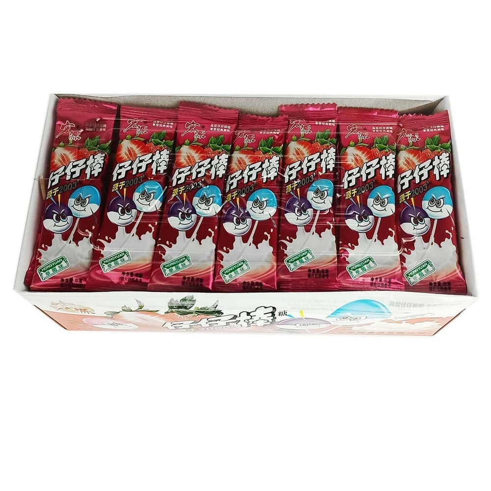 Hongtai Kee Леденец на палочке «100% вкуса» клубника со сливками, 4 гр.