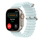 Ремешок Apple Ocean Band, голубой со светлой пряжкой, для Apple Watch 44, 45, 46 мм и Ultra 2–3 (дизайн 2024) Ремешок «Океан» из фторэластомера с застёжкой из титана