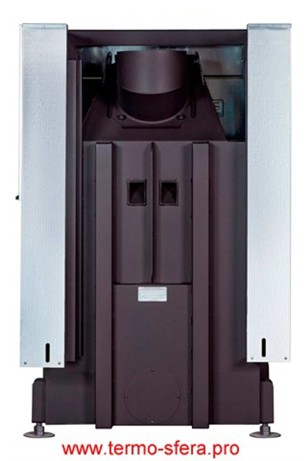 Каминная топка Экокамин ДЕЛЬТА 800 RB два стекла правая принтинг черный шамот