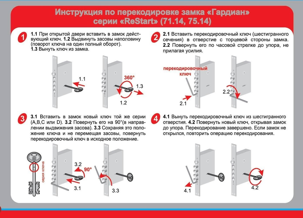 Замок Гардиан 75.14Т (длин.ключи 143 мм, 5шт) ReStart