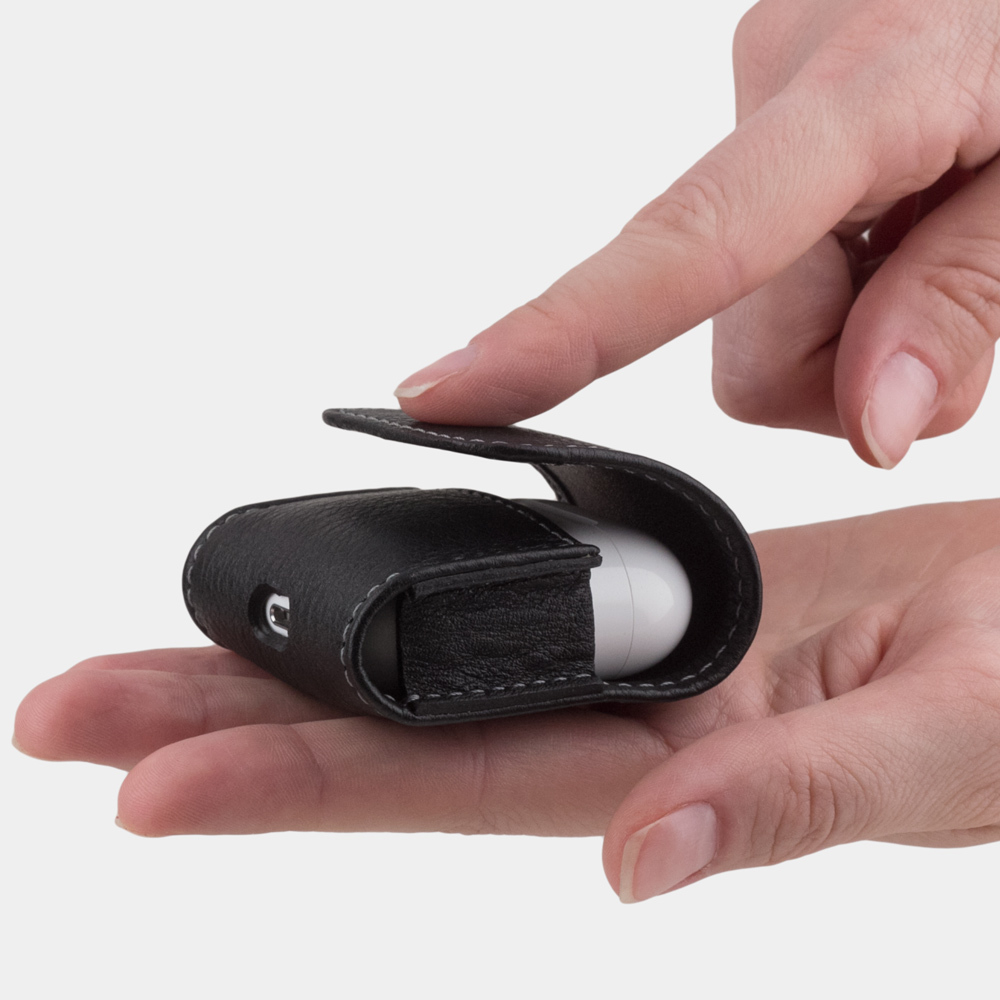 Чехол для наушников Petit из кожи теленка, черного цвета