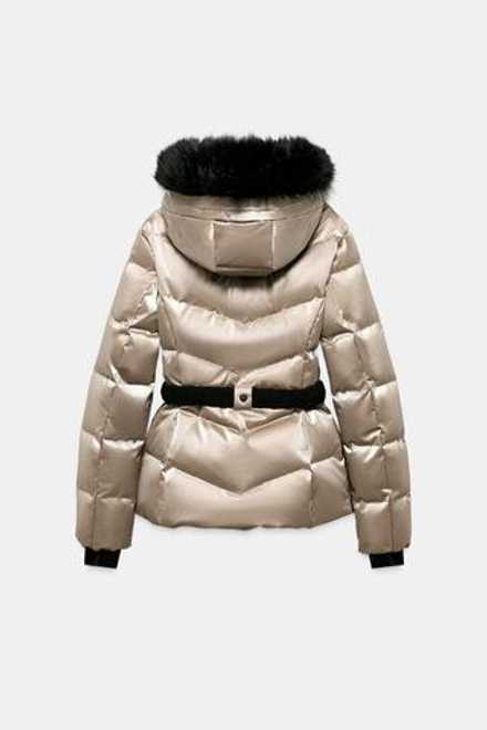 ZARA ВОДОНЕПРОНИЦАЕМАЯ, ВЕТРОЗАЩИТНАЯ КУРТКА С КАПЮШОНОМ, ЗОЛОТОЙ