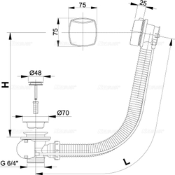 Сифон A54CR для ванны автомат хромированный пластик/металл