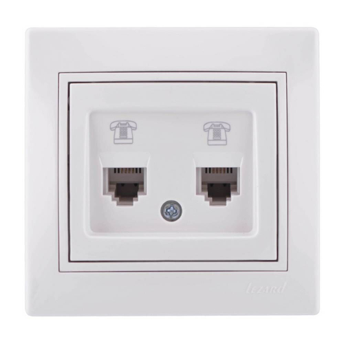 LESYA 705 0202 138 Розетка телефонная двойная евро  белый с белой вставкой (10шт)120шт