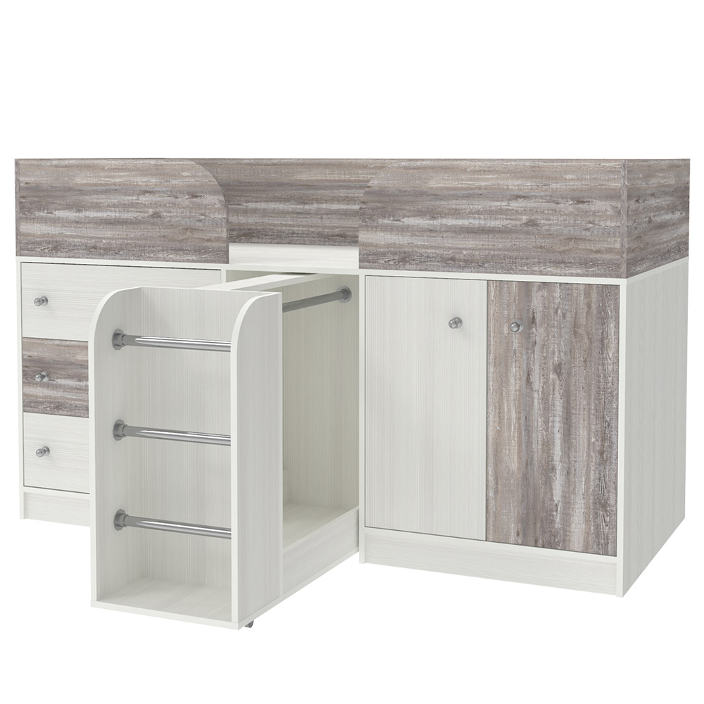 Кровать-чердак КарИВи Малыш 4 Белое Дерево Бетон