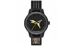 PUMA Wrist Watch Solar Quartz Movement Nylon Strap 43mm Black Dial Men"s Watches 50m Water Resistant