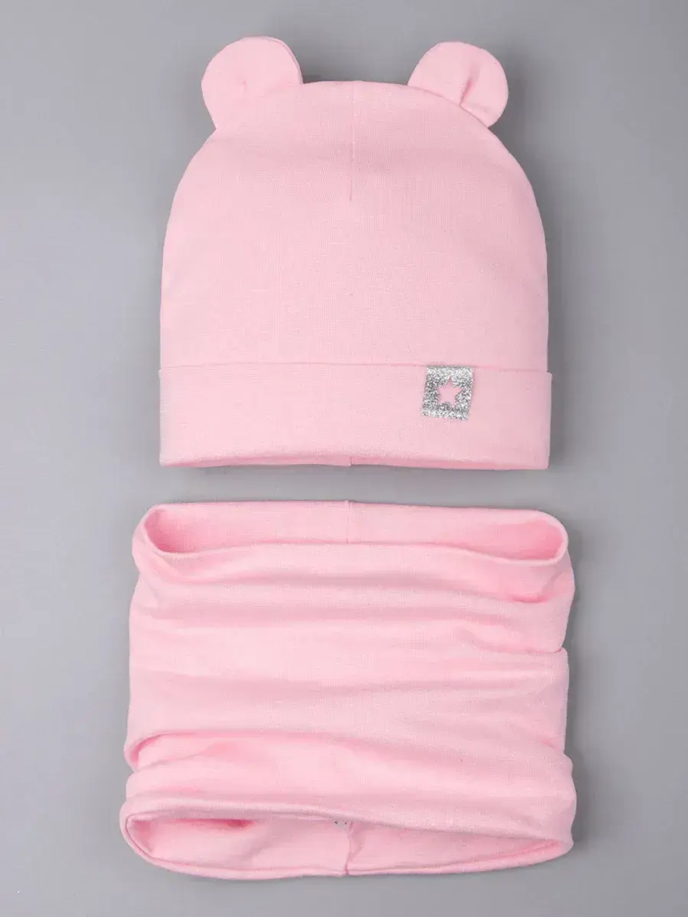 Шапка для девочки с ушками осенняя и снуд