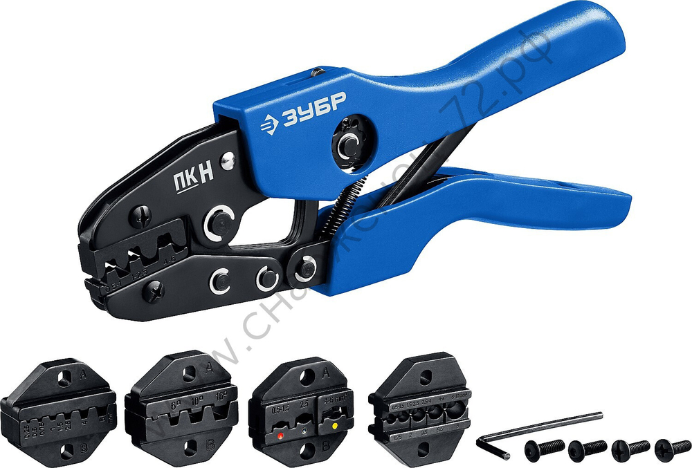 ЗУБР ПК-Н 5 матриц в кейсе, Пресс-клещи для кабельных наконечников, Профессионал(45455)