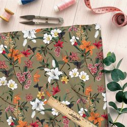 Ткань атлас орнамент цветов