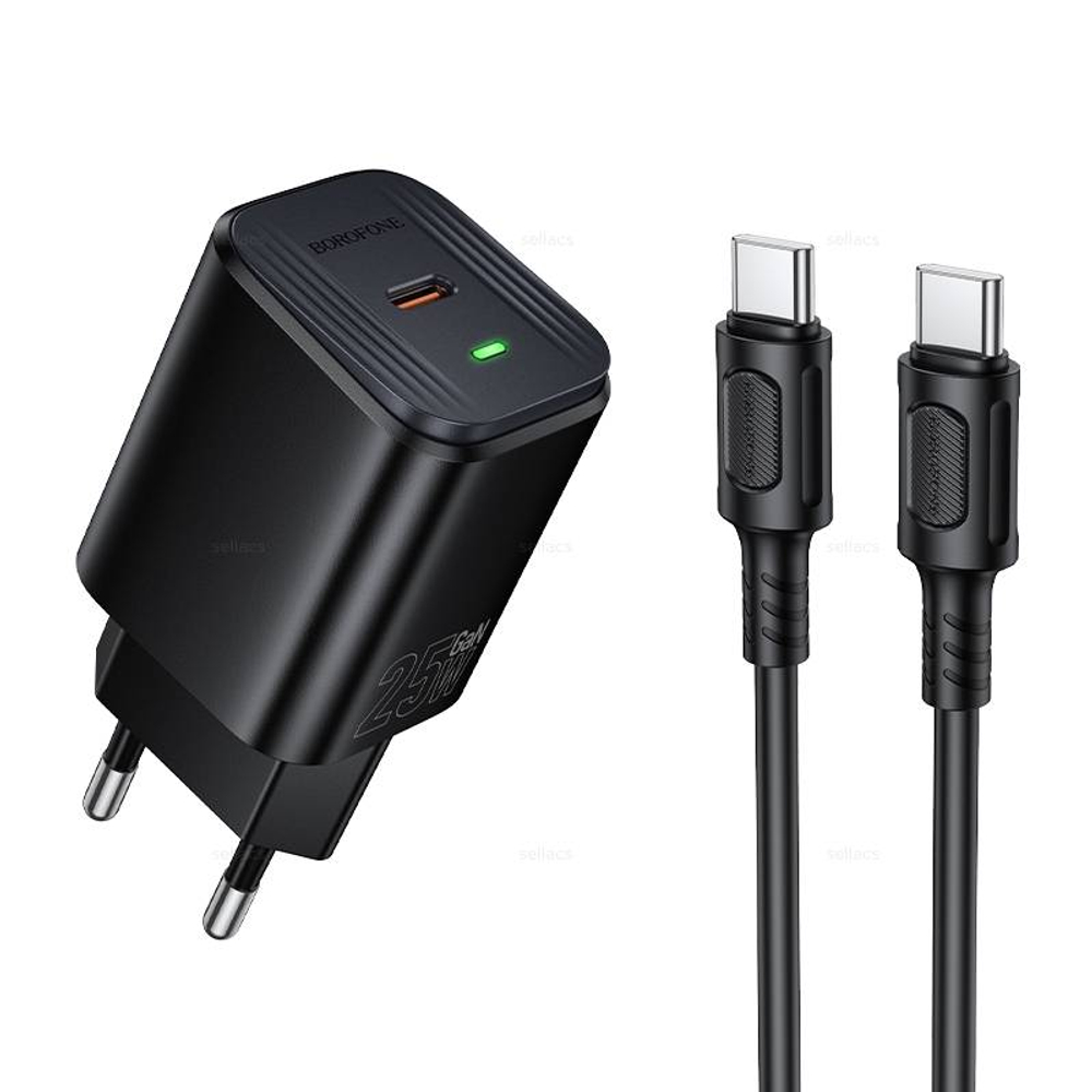 Borofone BAS84A Star single port PD25W зарядное устройство набор (Type-C на Type-C) (black)