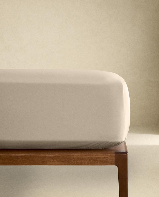 ZARA HOME (300 НИТЕЙ) ПРОСТЫНЯ ИЗ ПЕРКАЛЯ | ВЫСОТА 40 СМ, БЕЖЕВЫЙ