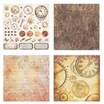 Бумага для скрапбукинга 30х30 см "Стимпанк", двусторонняя, 12 листов, 12 дизайнов, 180 г/м2, ОСТРОВ СОКРОВИЩ, 662769