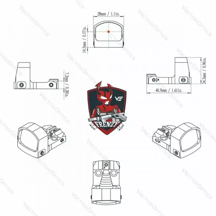Коллиматорный прицел Frenzy-S 1x17x24 MOS MULTI RETICLE (SCRD-M43)