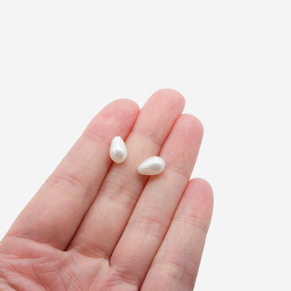 Хрустальный жемчуг, оттенок "Белый", полупросверленная капля, 9,4*6,2мм