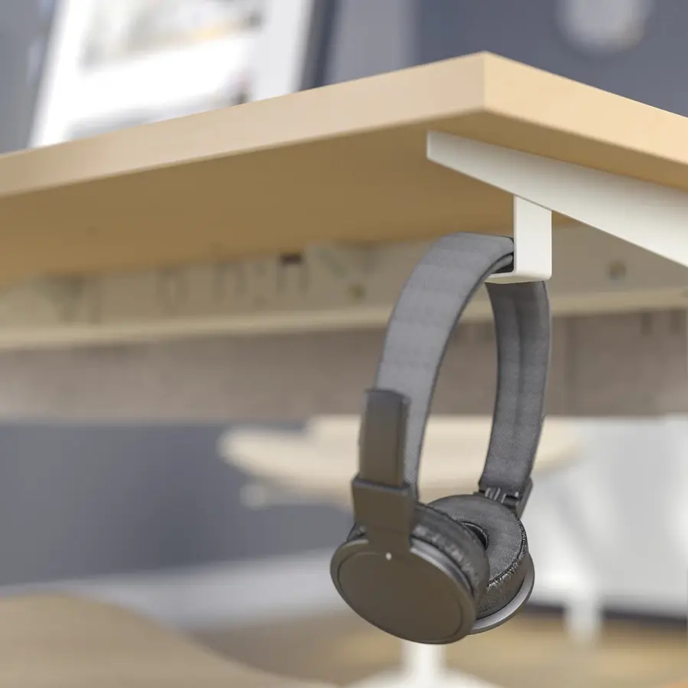 Письменный стол с регулировкой по высоте - IKEA MITTZON/МИТТЗОН ИКЕА, 120х80х62-126 см, белый/под беленый дуб