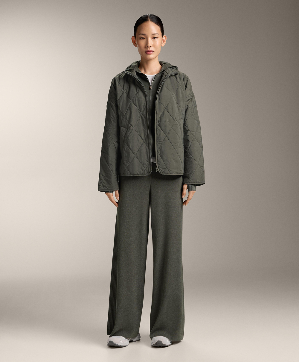 OYSHO Прямые брюки из ребристого трикотажа, зеленый