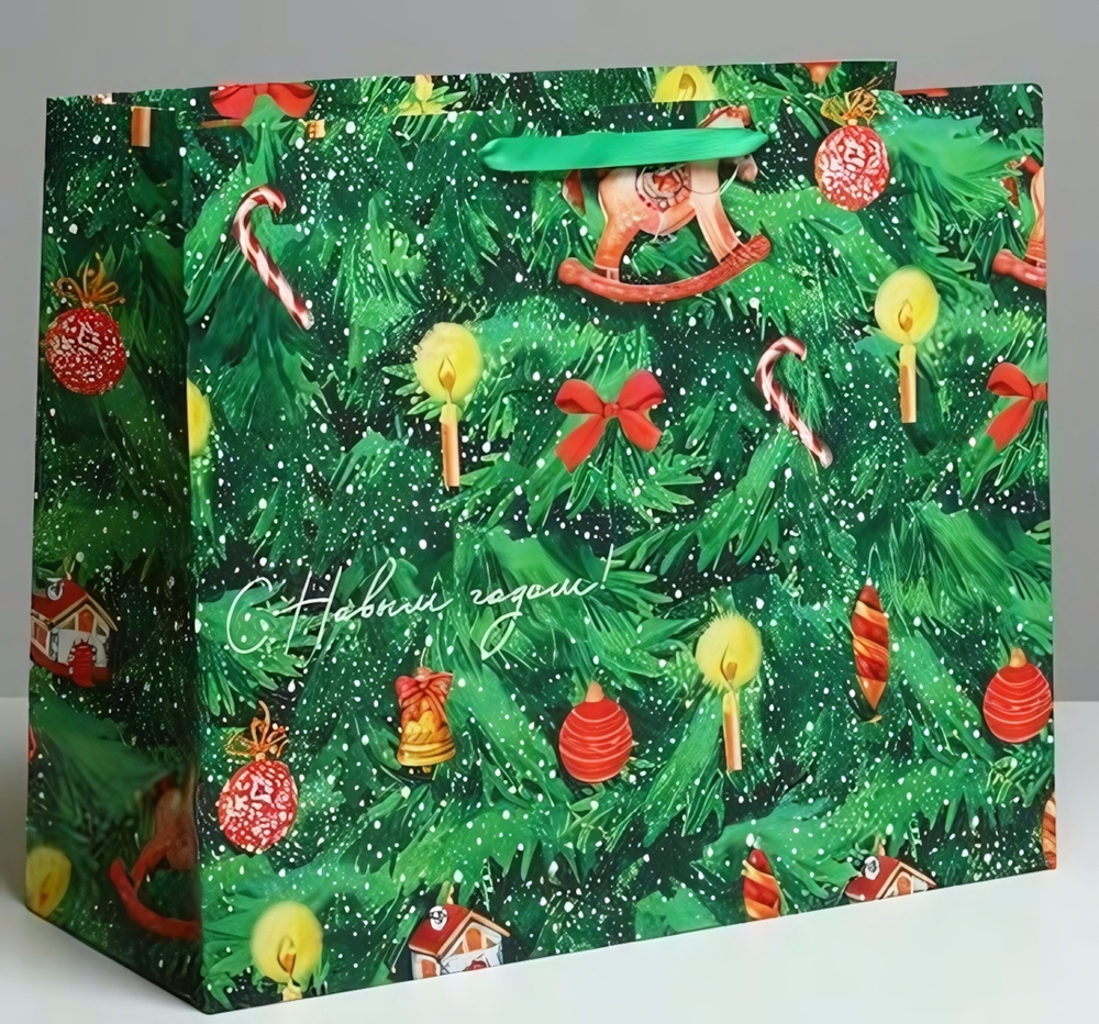 Пакет ламинированный 49*40*19см "Ёлочка нарядная", XL гориз. (Дарите Счастье)