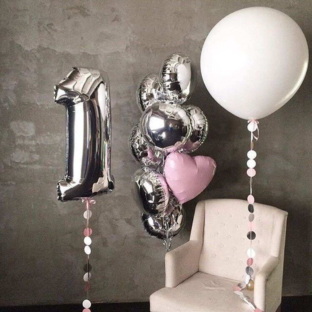 Шар (18" /46 см) Круг, Серебро 1 шт.