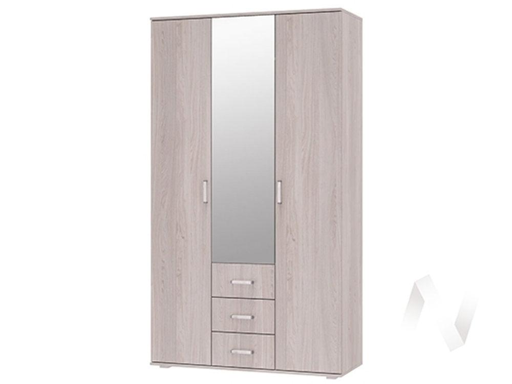 Шкаф 3-х створчатый МС Белла (ясень белый/ясень белый)