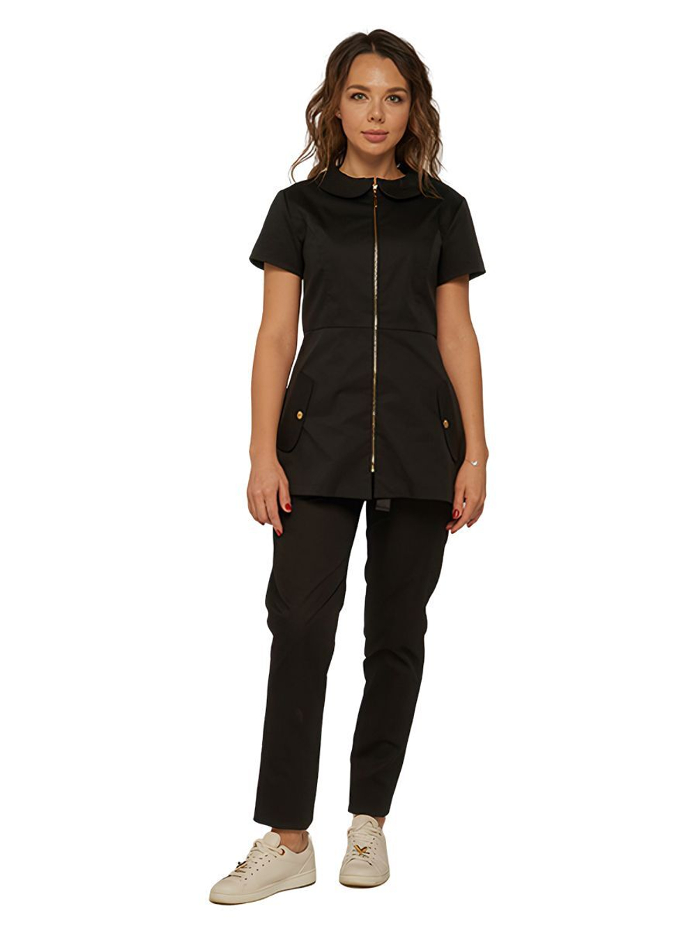 Туника медицинская женская Dr. Nice DRN150 на молнии, с воротником, синий, 46