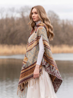 пончо женское с капюшоном