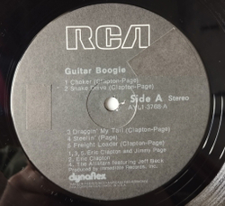 Винтажная виниловая пластинка LP Eric Clapton, Jeff Beck, Jimmy Page Guitar Boogie (USA 1973)