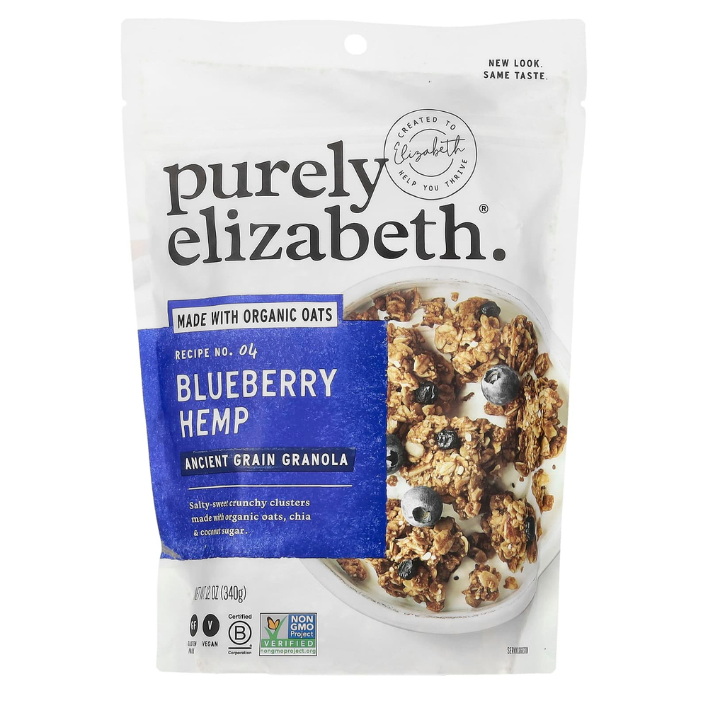Purely Elizabeth, Ancient Grain Granola, черника и конопля, 340 г (12 унций)