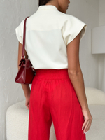 Брюки палаццо изо льна со стрелками