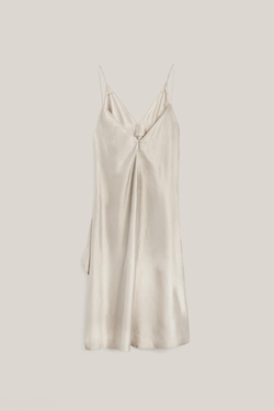 Massimo Dutti Платье-миди с V-образным вырезом и подкладкой - Limited Edition, цвет шампанского