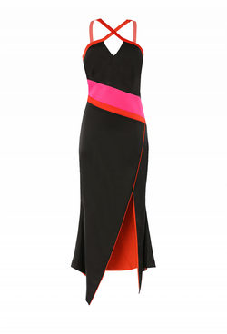 Платье с крестообразными лямками чёрное 32-19 SS