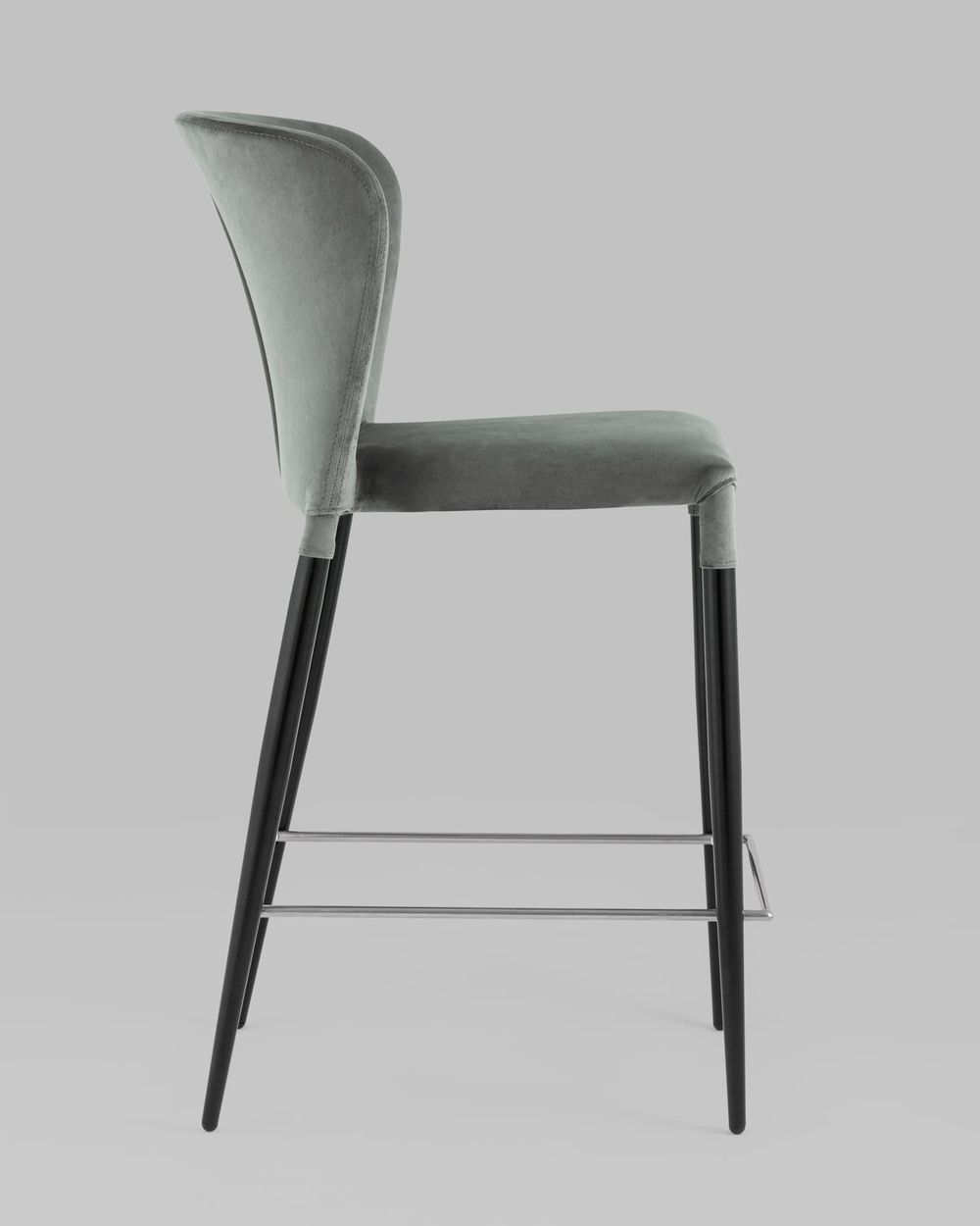 Стул полубарный Лори велюр серый
