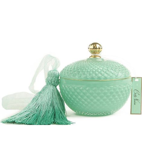 Гортензия, круглая бирюзовая свеча Арт-деко с кисточкой, Cote Noire